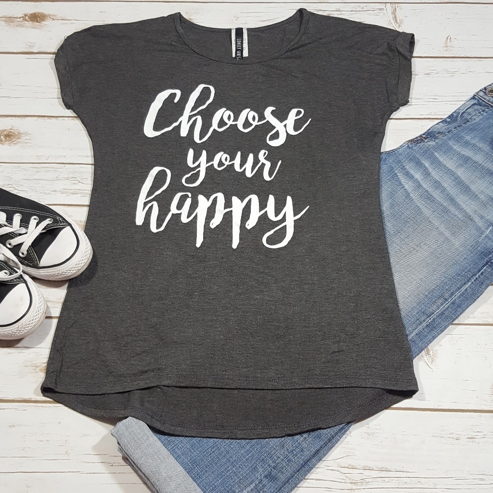 "Choose Your Happy" Graphic Short Sleeve Top